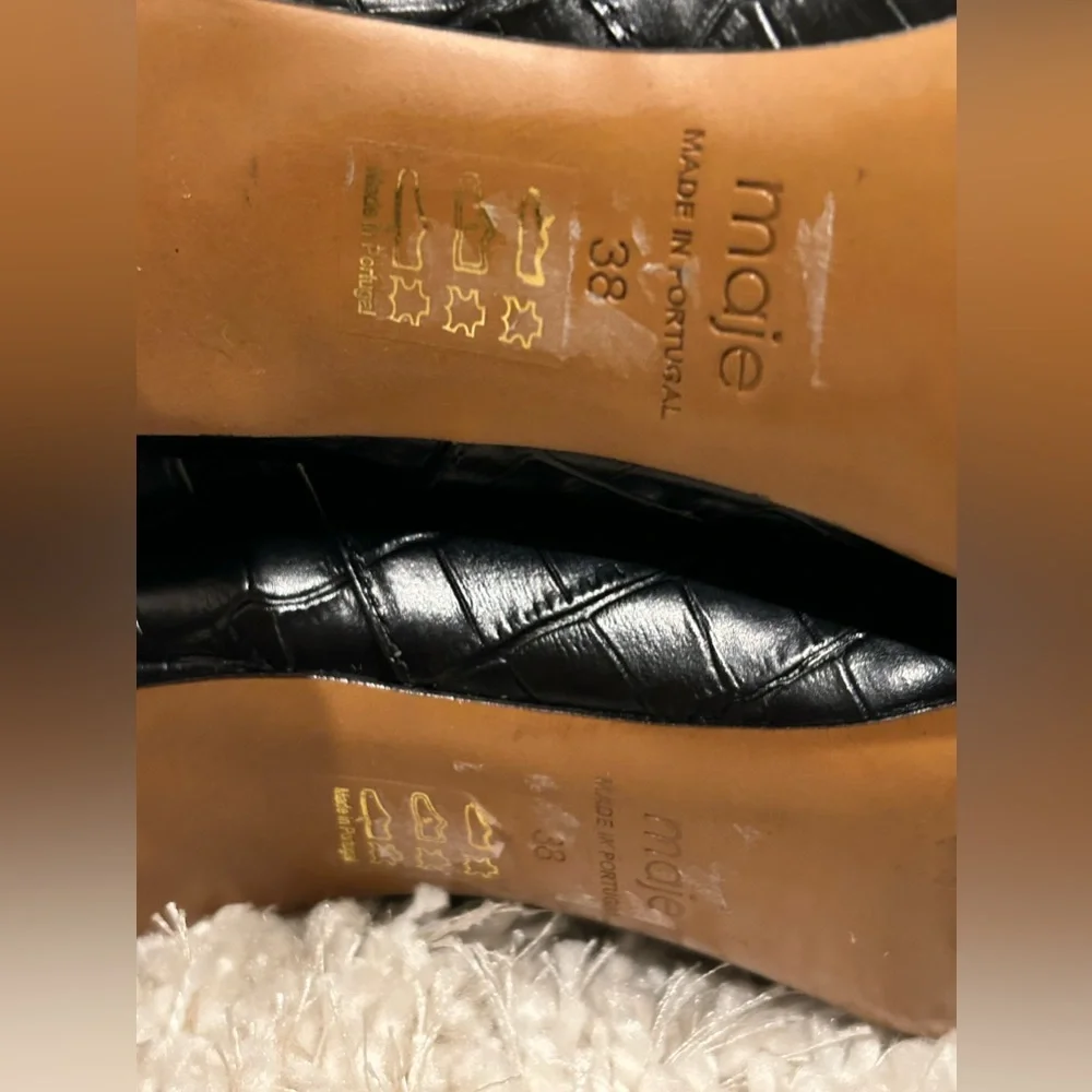 🪽SOLD🪽MAJE crocodile-effect embossed leather ankle boots size 38 - Picture 7 of 7